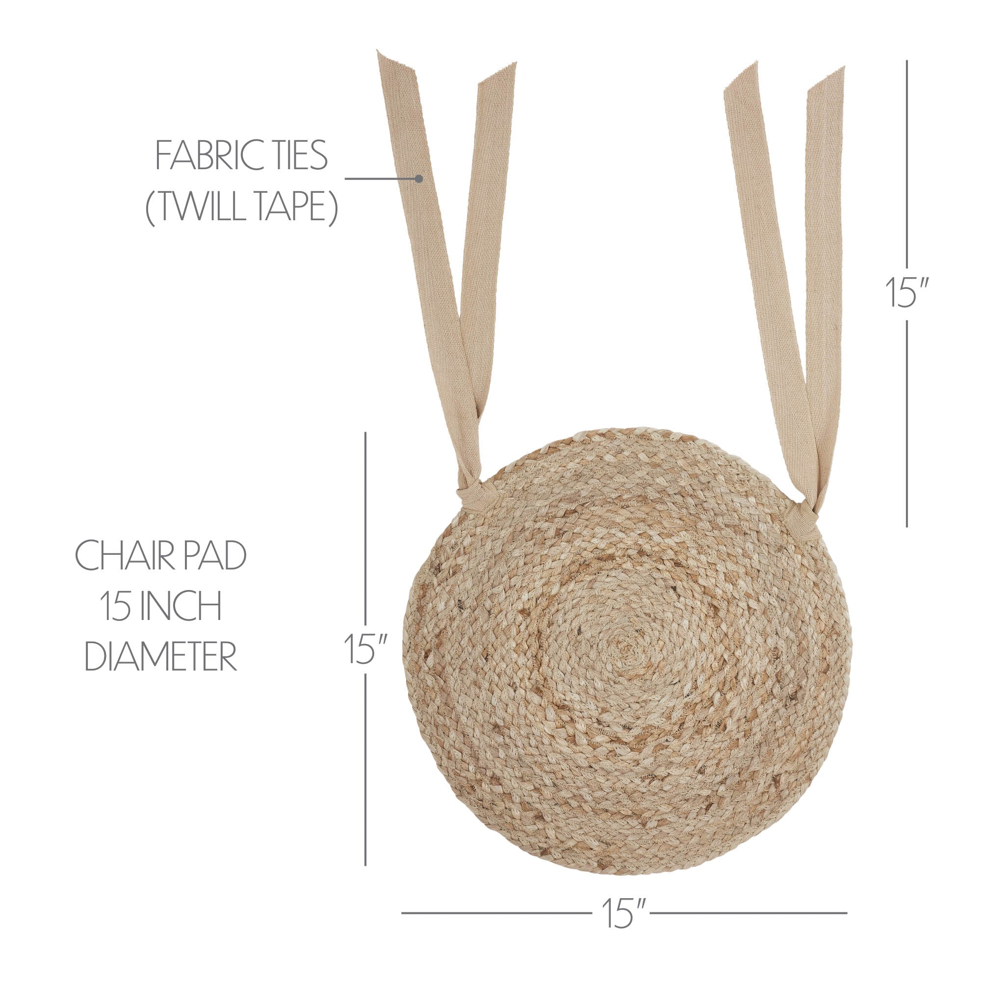 Natural Jute Chair Pad 15 inch Diameter