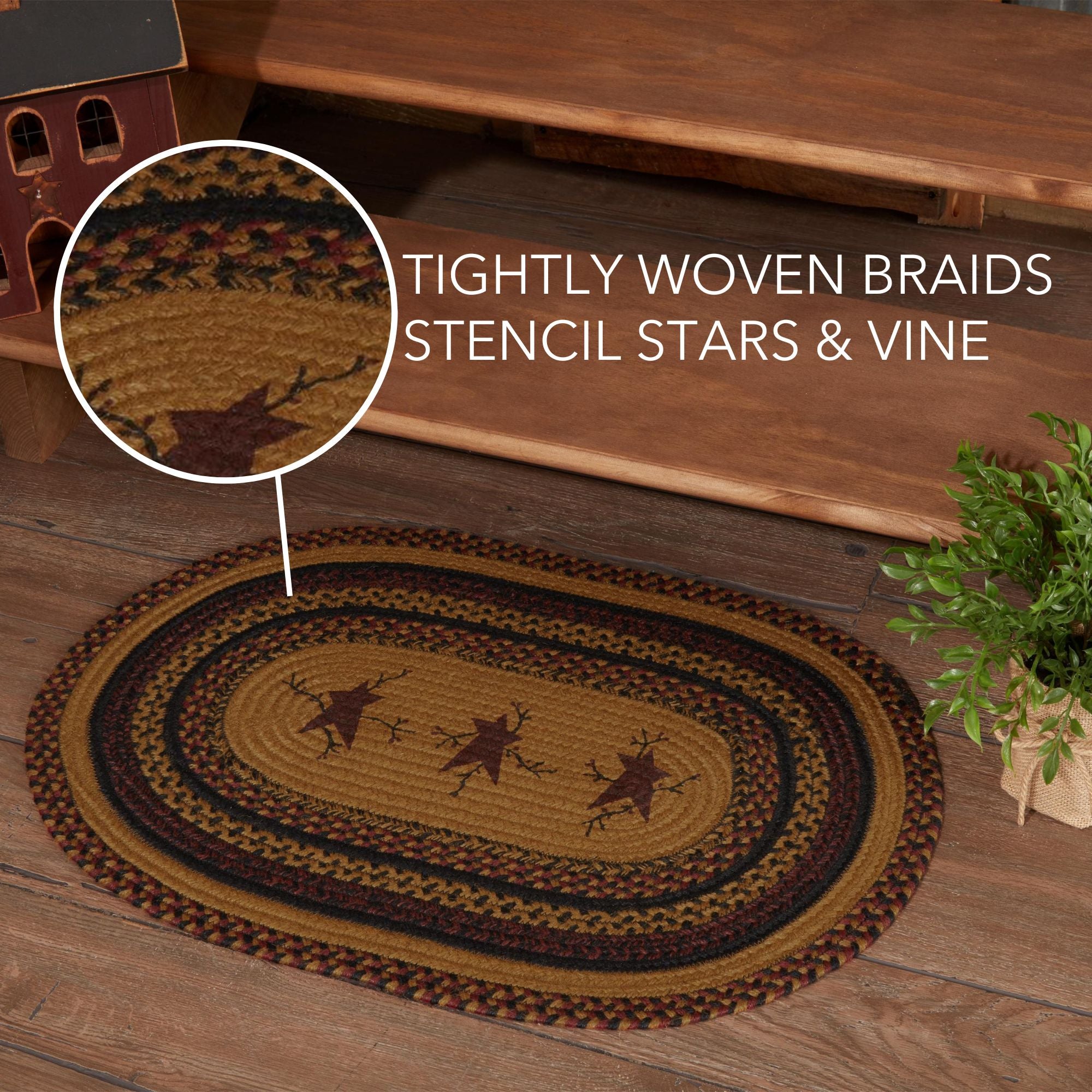 Heritage Farms Star and Pip Jute Rug Oval w/ Pad 20x30