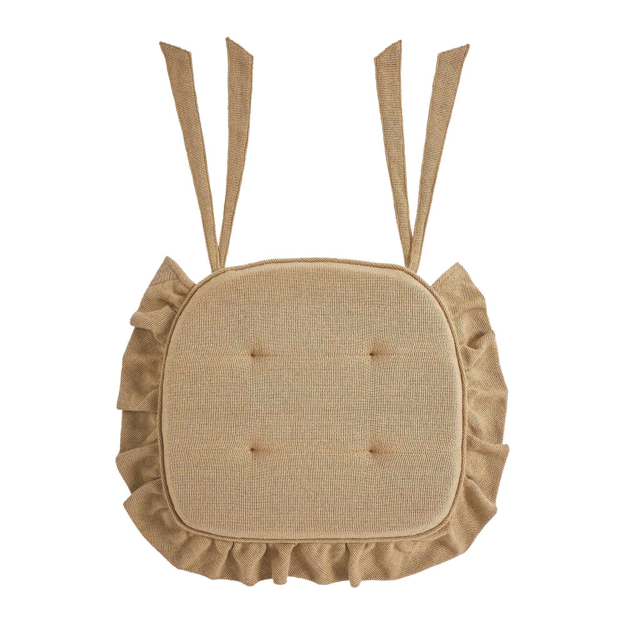 Burlap Natural Ruffled Chair Pad 16.5x18