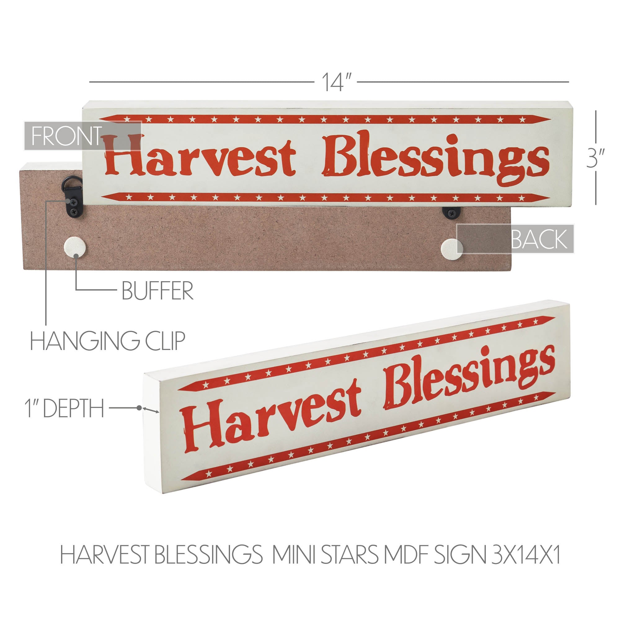 Harvest Blessings w/ Mini Stars Sign 3x14x1