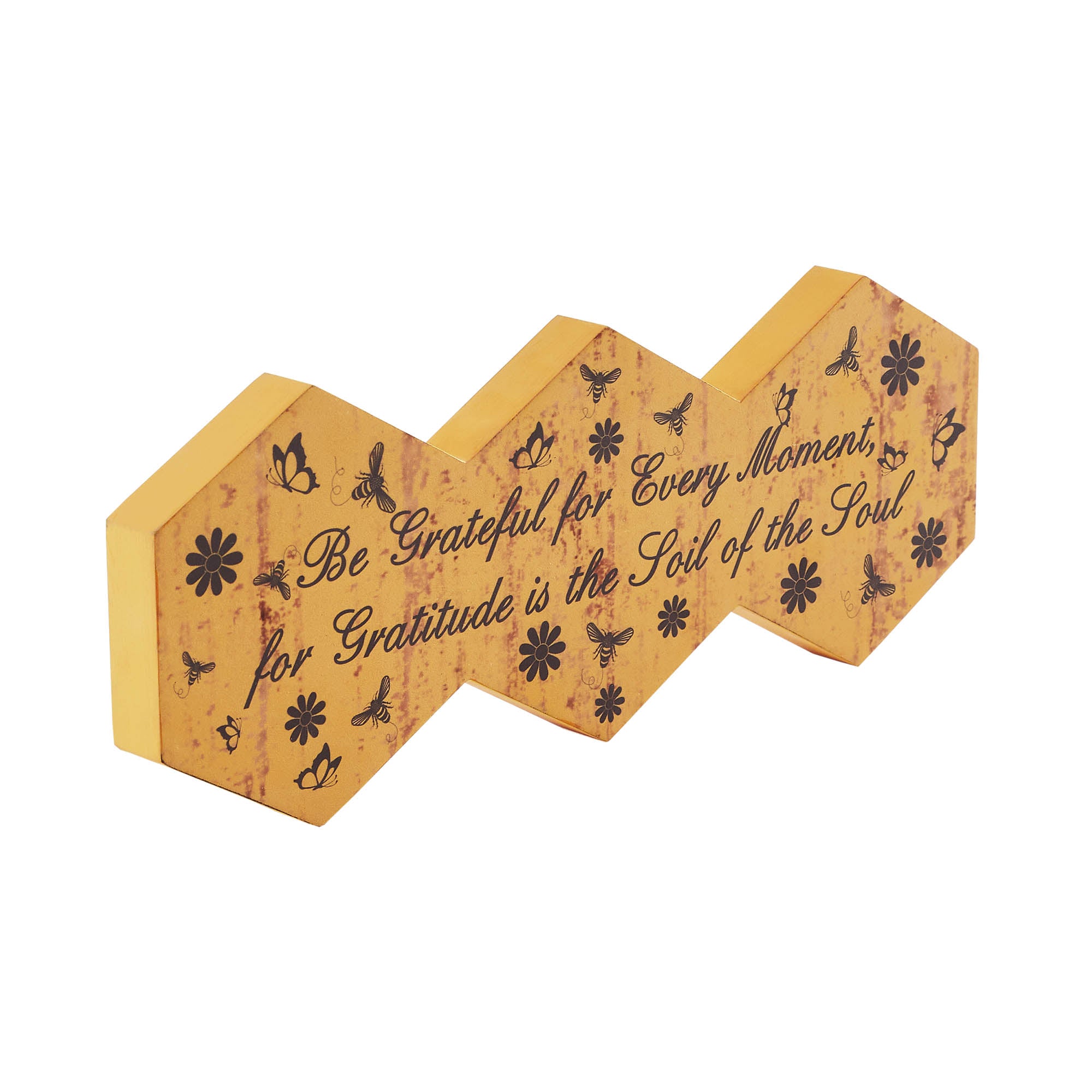Buzzy Bees Be Grateful for Every Moment Hexagons Wall Sign 5.8x15x1