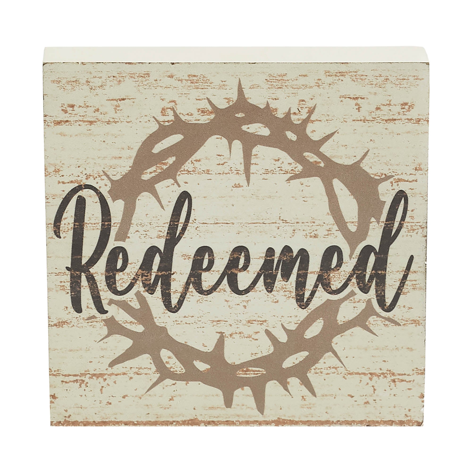 Celebrate Grace Redeemed w/ Crown Of Thorn Block Sign 6x6x1