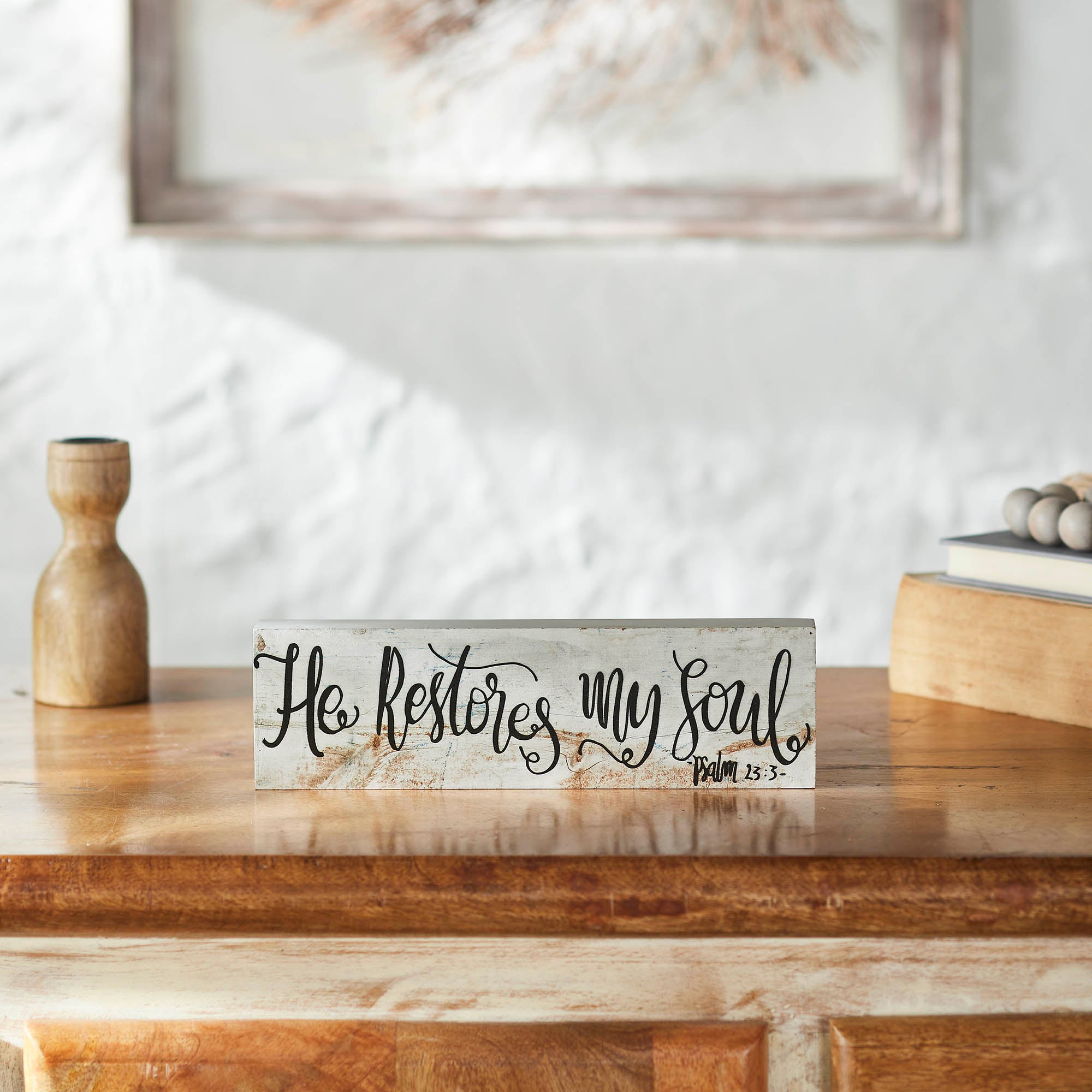 Celebrate Grace Psalm 23:3 He Restores My Soul Wall Sign 3x10x1
