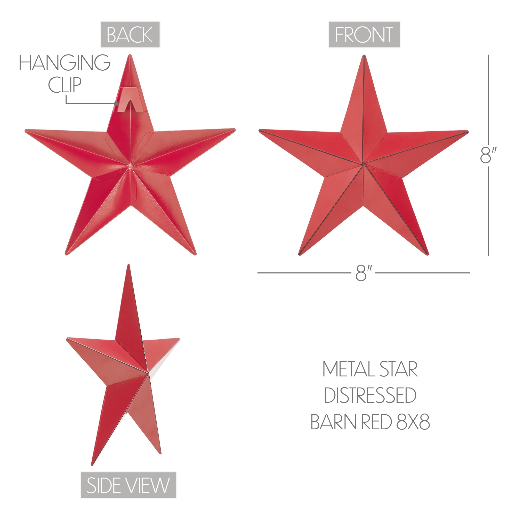 Metal Star Barn Red Distressed 8x8