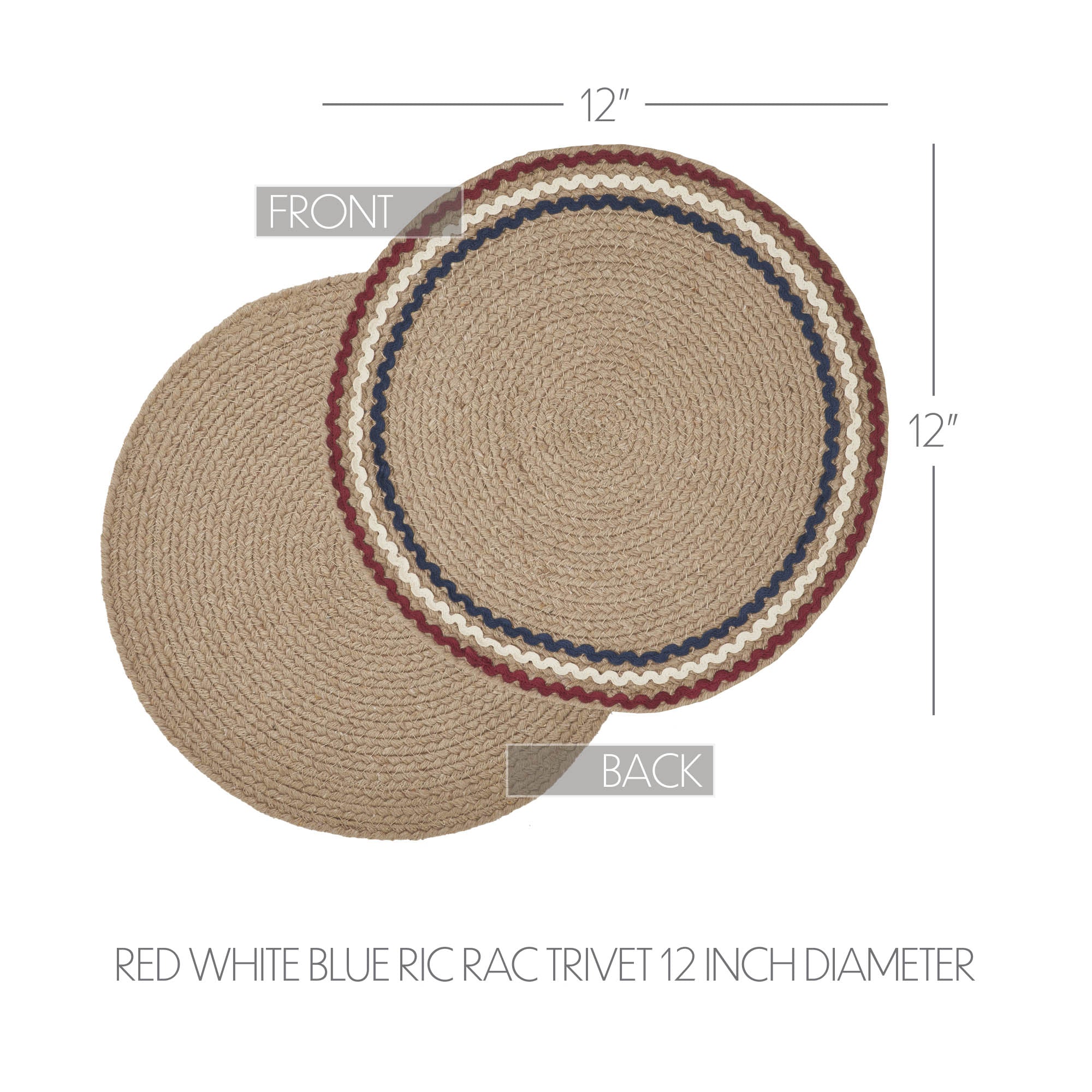 Red White Blue Ric Rac Trivet 12 Inch Diameter