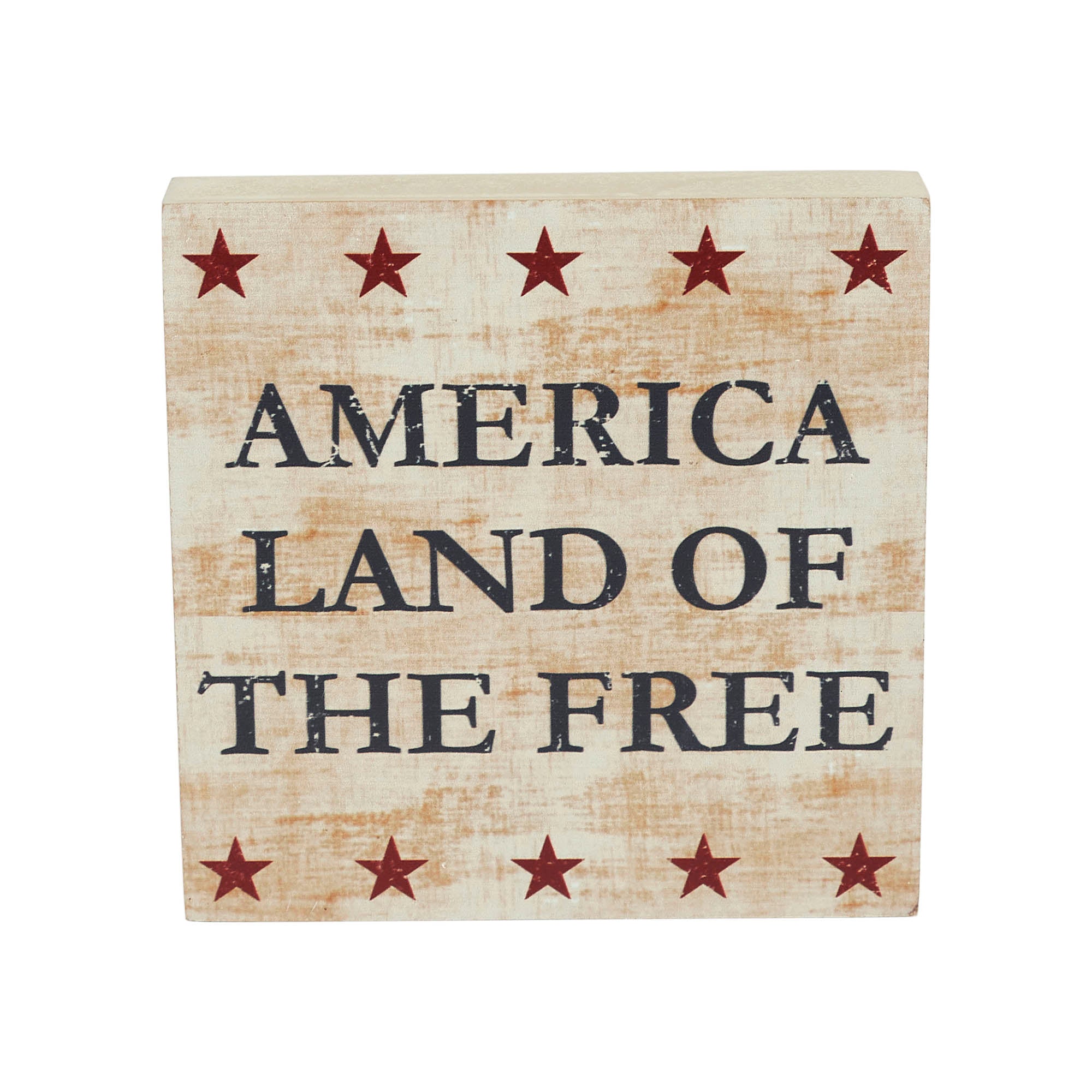 My Country America Land Of The Free w/ Red Stars Block Sign 6x6x1