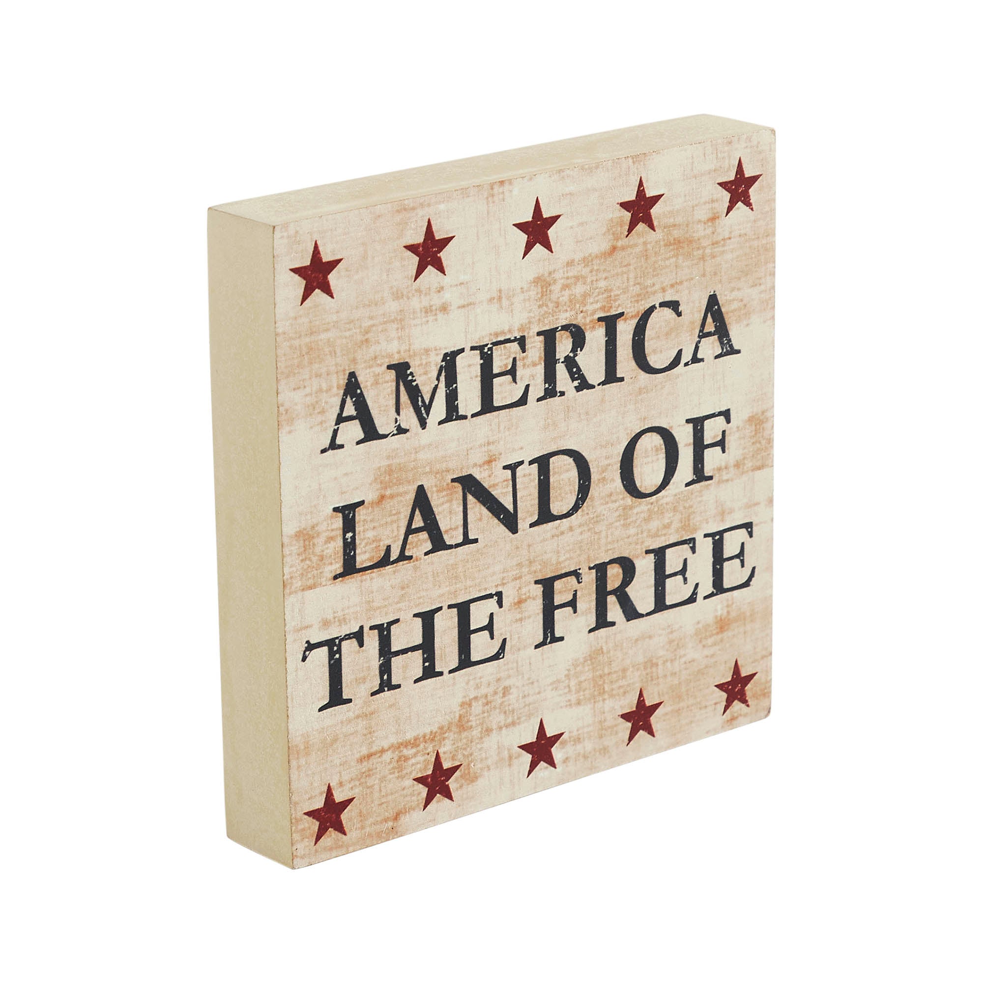 My Country America Land Of The Free w/ Red Stars Block Sign 6x6x1
