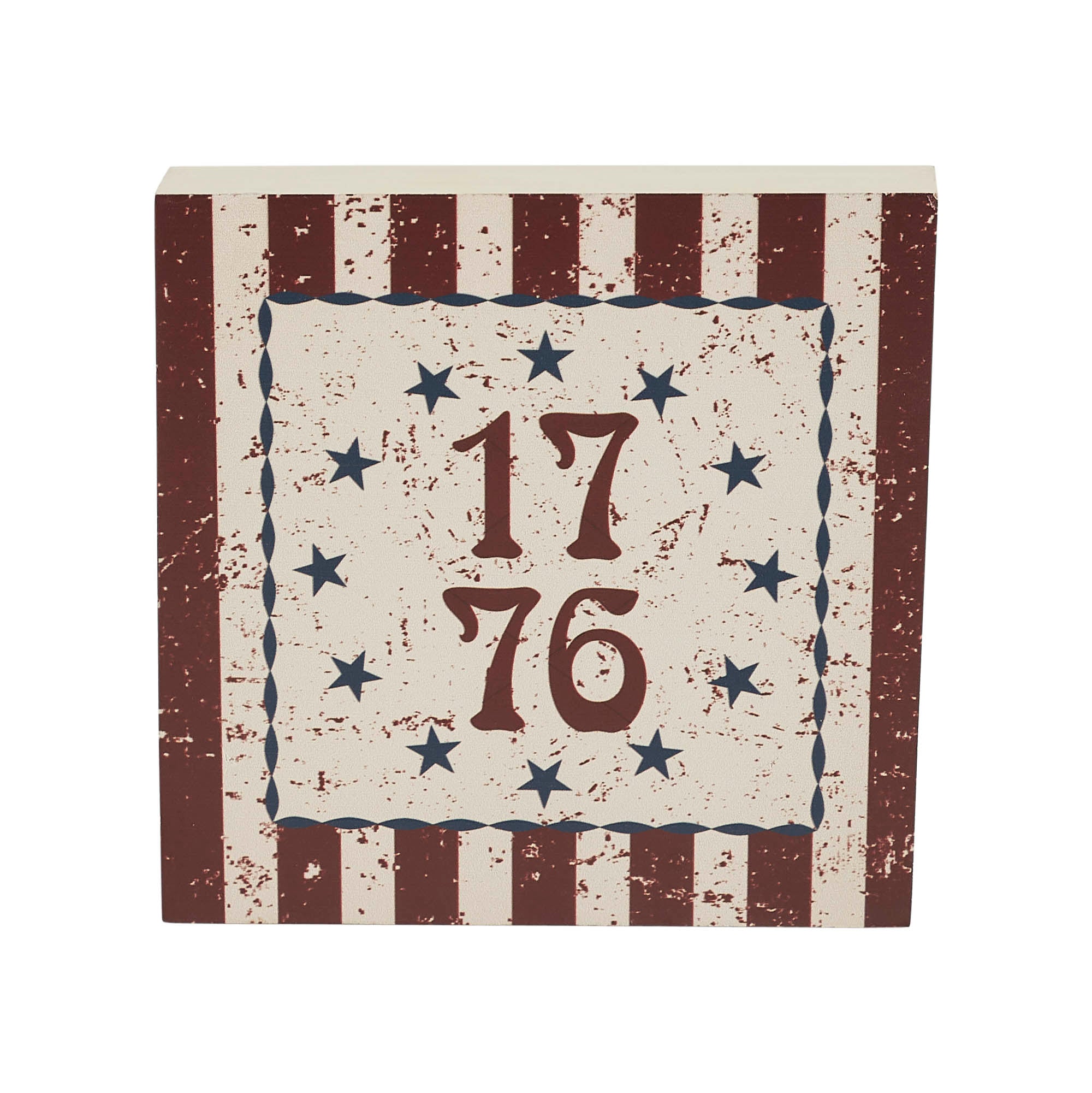 My Country 1776 w/ Blue Stars & Stripes Block Sign 6x6x1