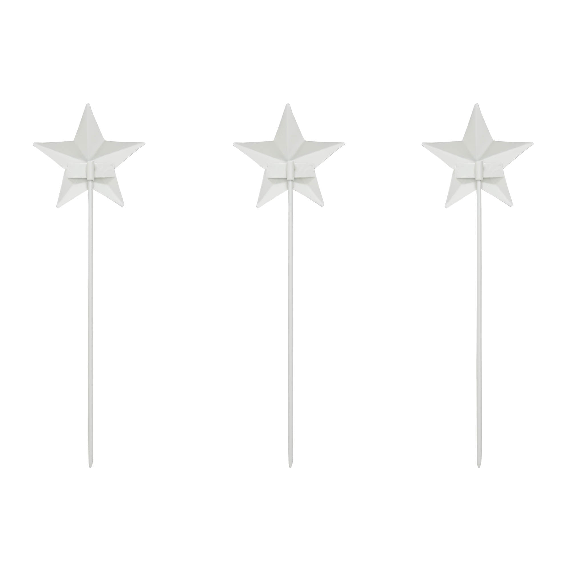 Painted Metal American Flag Theme Star on Pick Set of 3 12x3.5