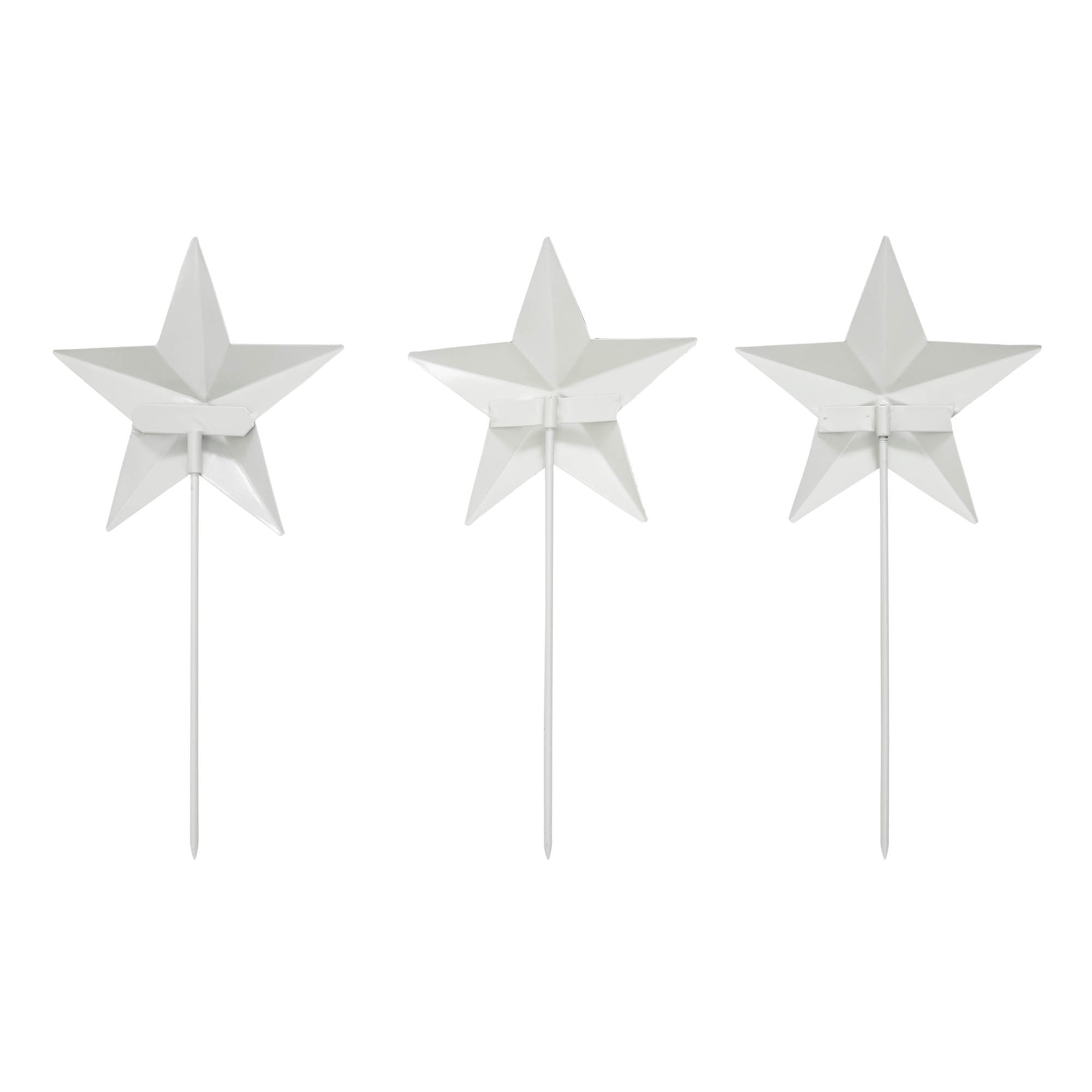 Painted Metal American Flag Theme Star on Pick Set of 3 12x5.5