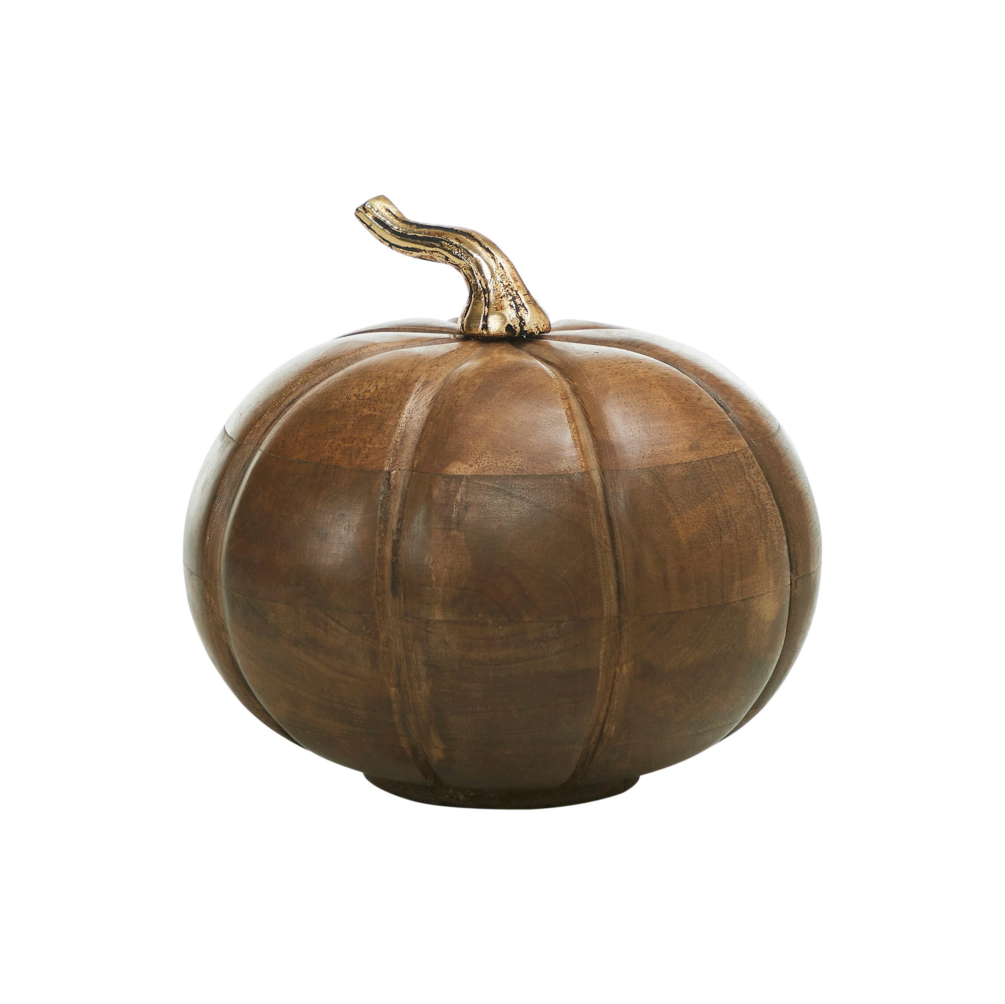Heirloom Wooden Pumpkin Walnut Brown 6.5x7x7