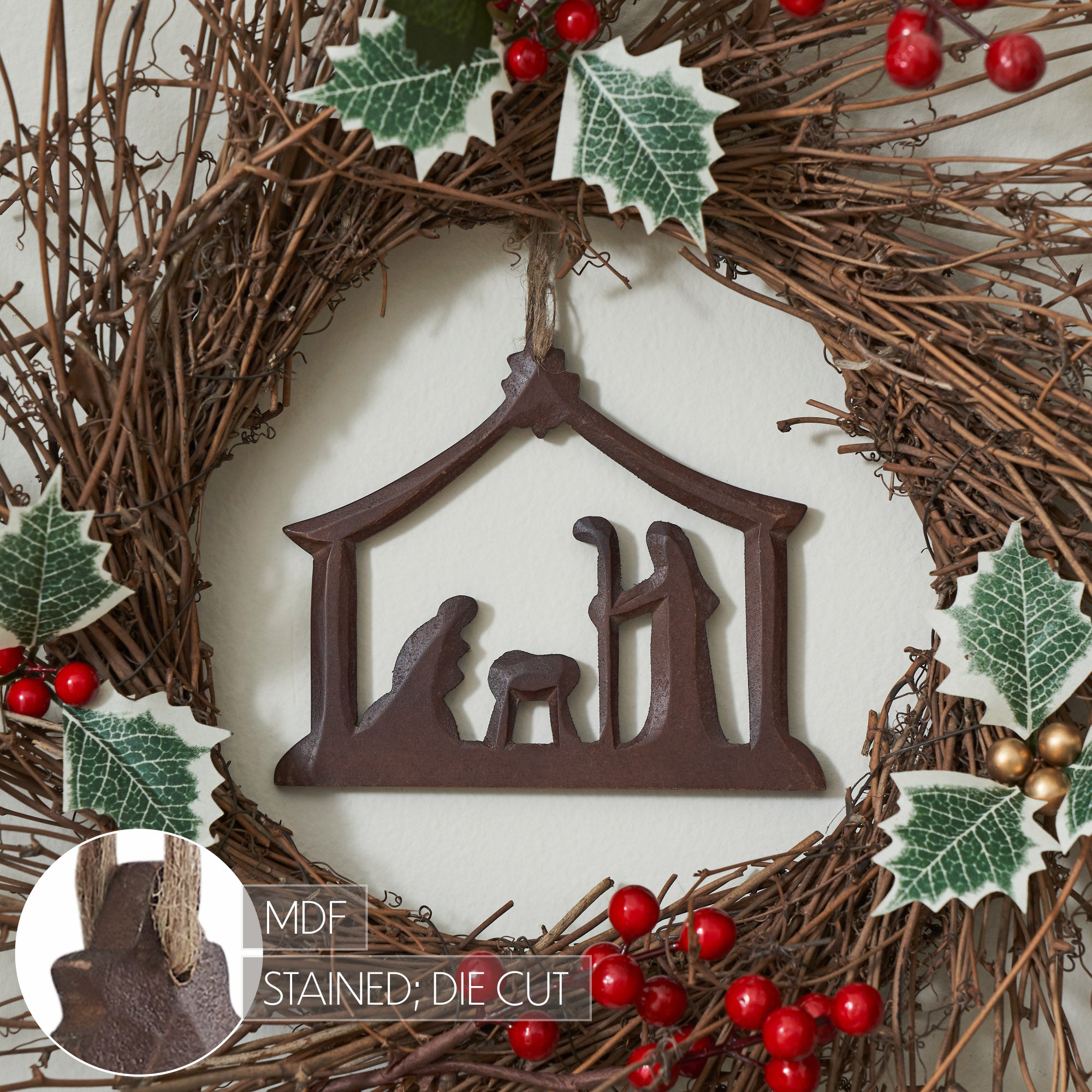 Nativity Scene Ornament Dark Finish - 5 inch