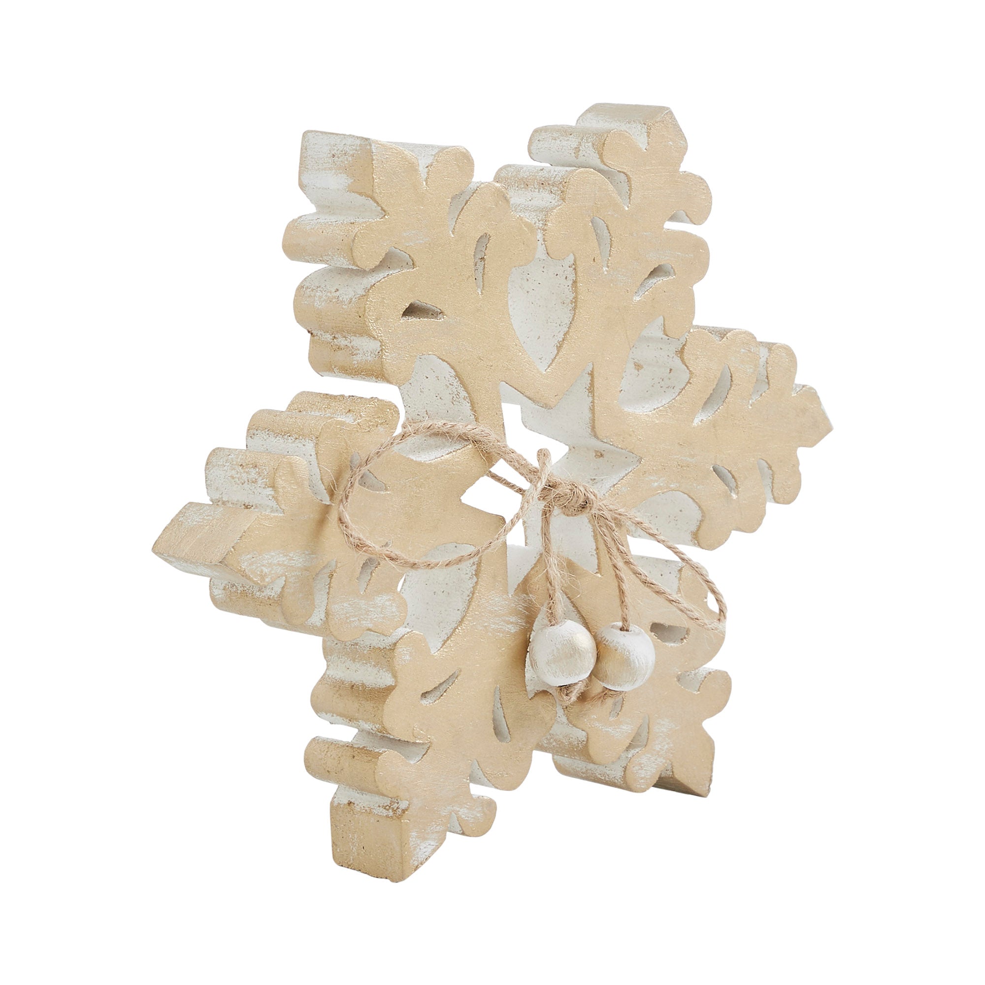 Yuletide Glow Brushed Gold Wooden Snowflake 5.75x5.75x1