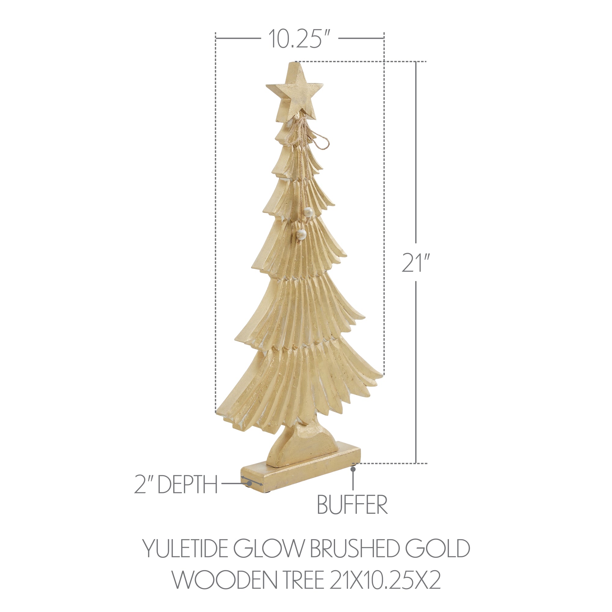 Yuletide Glow Brushed Gold Wooden Tree 21x10.25x2
