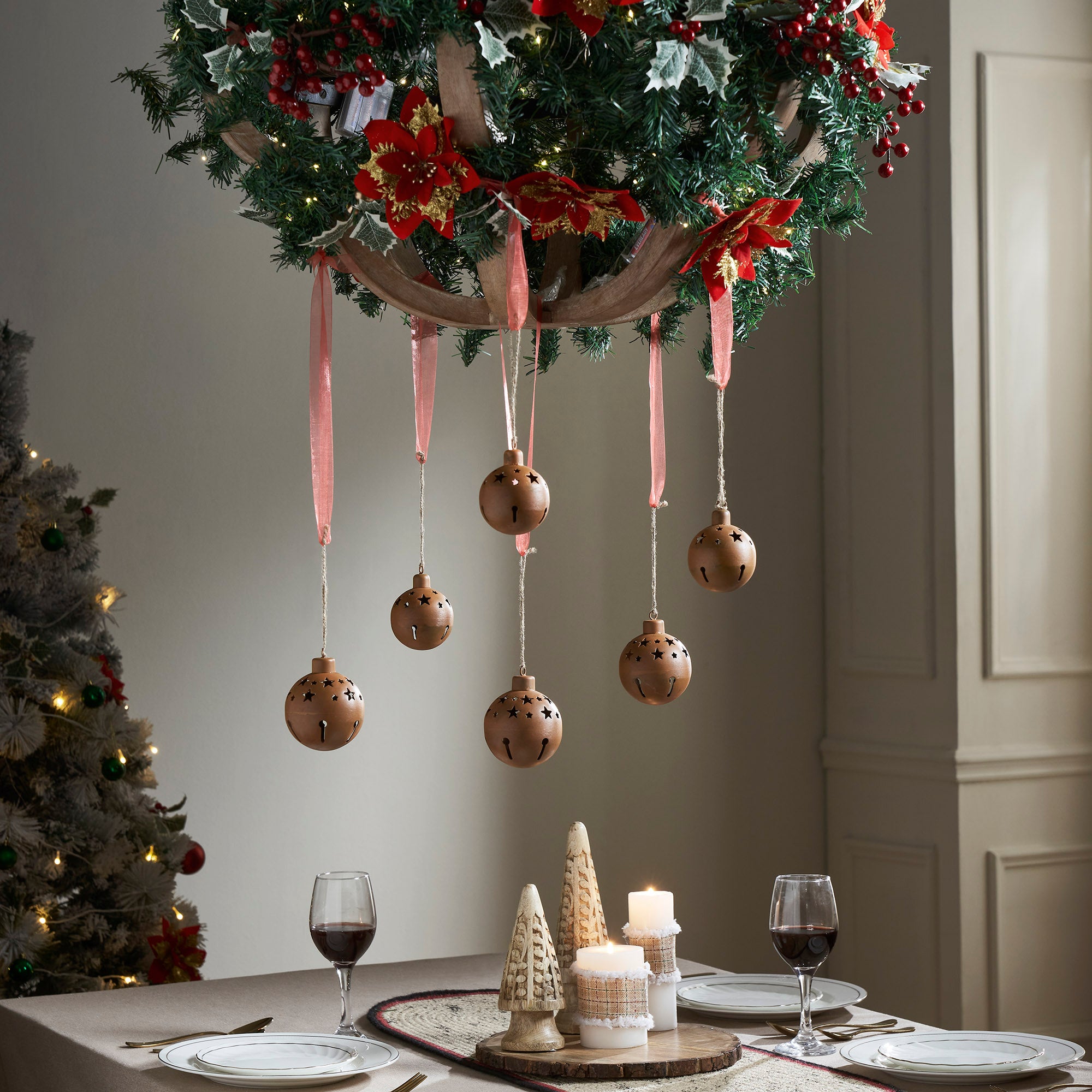 Rust Bell Metal Ornament Set of 6 - 2.5/3.25 inch