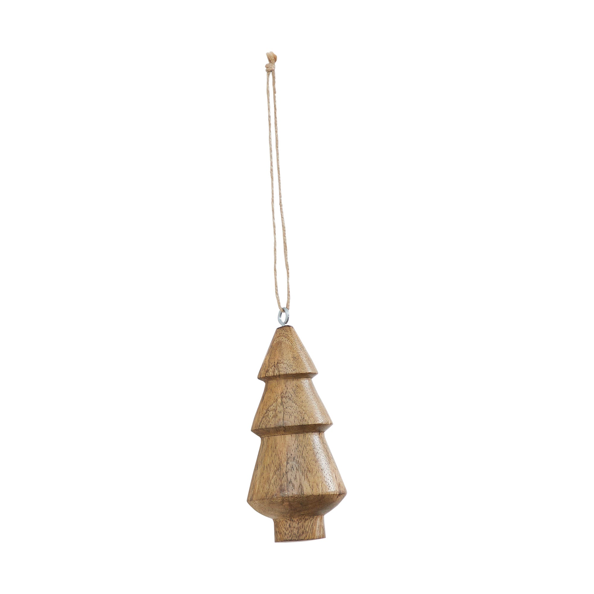 Natural Three-Tiered Hand Turned Wooden Tree 4.5x2x2 Set of 6