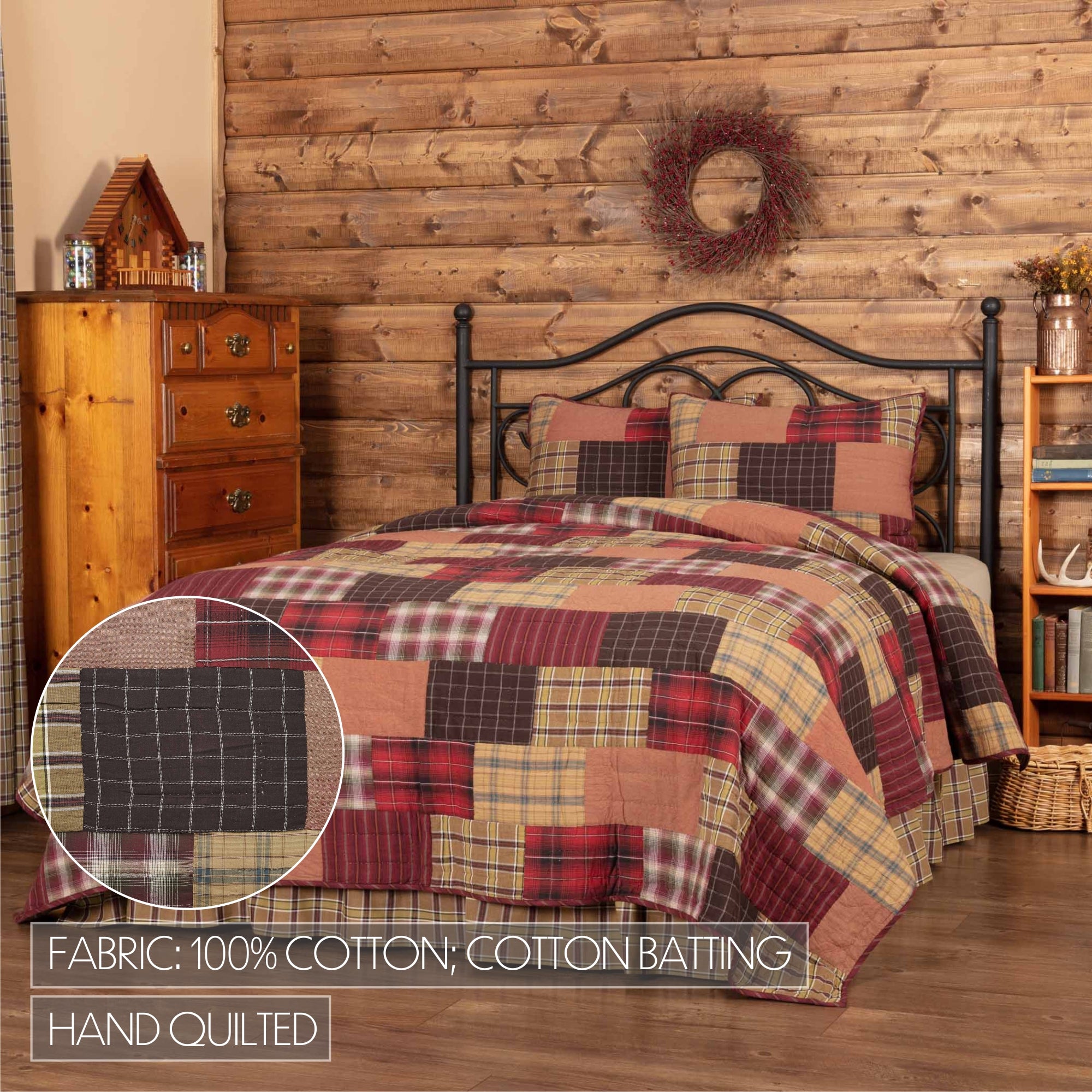 Wyatt Queen Quilt Set; 1-Quilt 90Wx90L w/2 Shams 21x27 5pc Bundle (Quilt-Shams, Euro Shams)