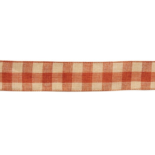 Wired Orange & Cream Gingham Ribbon - 2.5" x 10yds