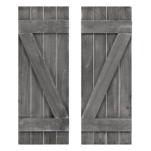 36 x 13 Inch Farmhouse Paulownia Wood Window Shutters Set of 2 for Windows-Dark Gray - Color: Dark Gray