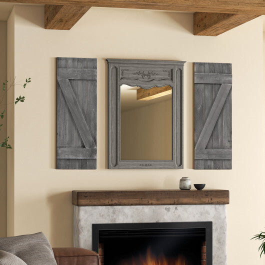 36 x 13 Inch Farmhouse Paulownia Wood Window Shutters Set of 2 for Windows-Dark Gray - Color: Dark Gray