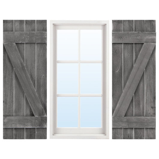 36 x 13 Inch Farmhouse Paulownia Wood Window Shutters Set of 2 for Windows-Dark Gray - Color: Dark Gray
