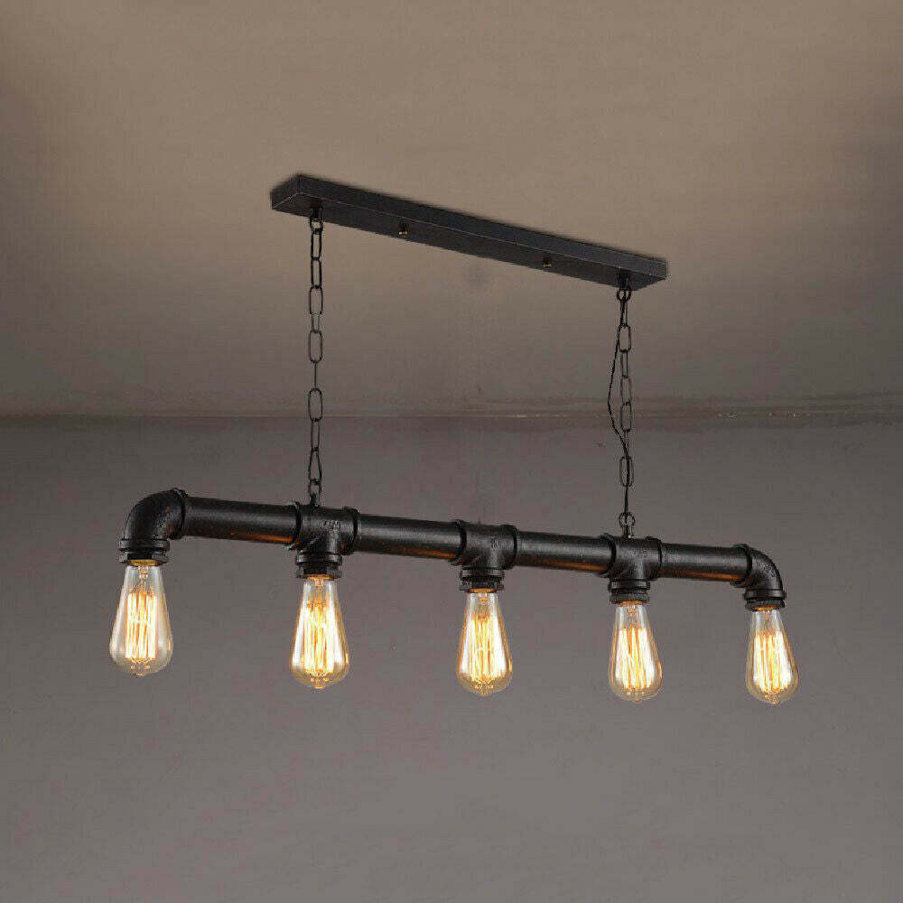 Industrial Farmhouse Pendant Light 5 light Ceiling Steampunk Metal Pipe Pendant Lamp~1340