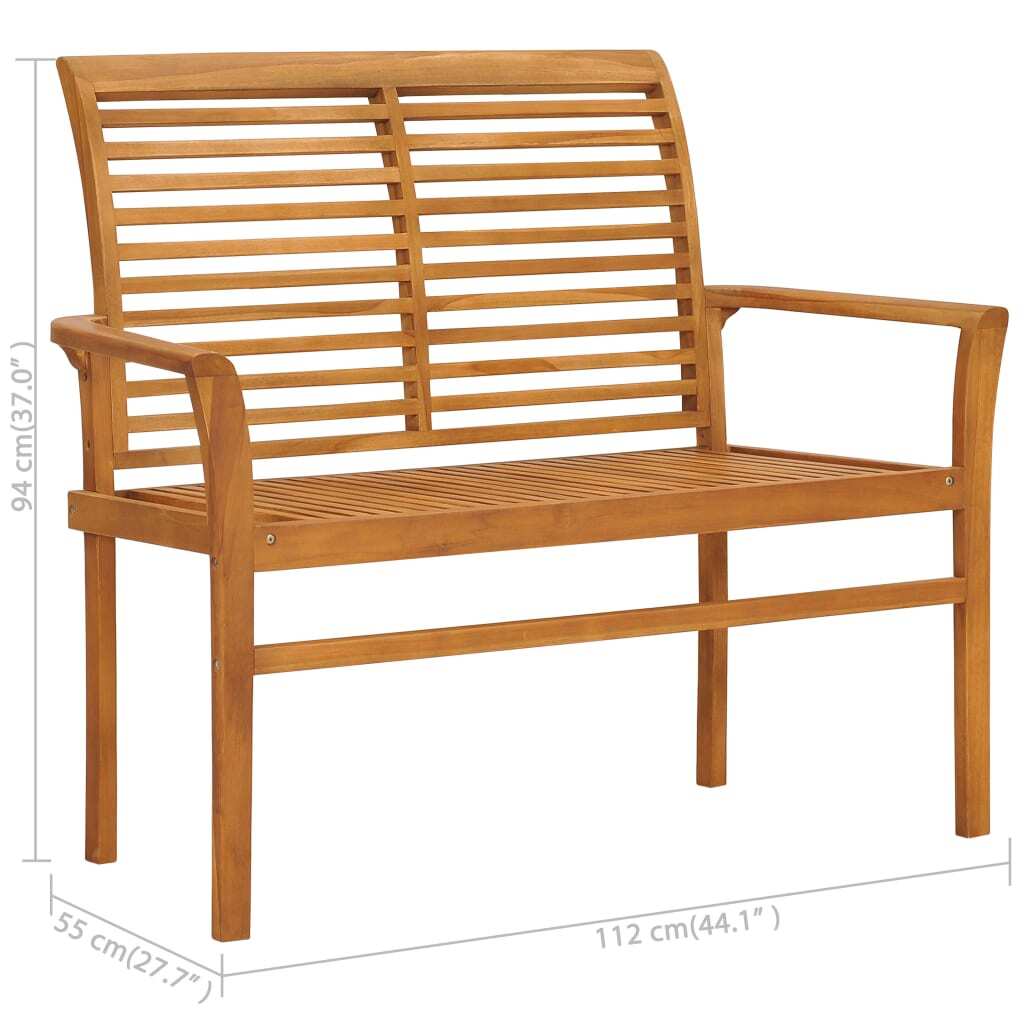 Garden Bench Teak Wood Color Solid Teak Wood, Fabric (100% polyester)