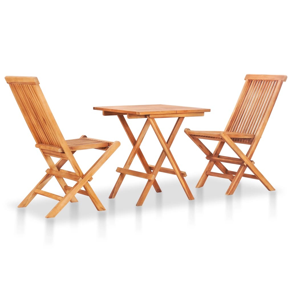 Bistro Set Set of 3 Taupe Fine sanded teak hardwood, 100% polyester