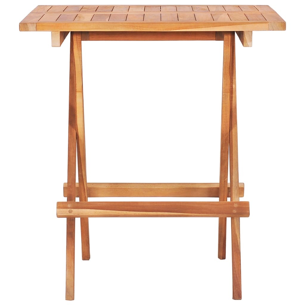 Bistro Set Natural Brown, Grey Cushions Teak Wood, Polyester Cushion