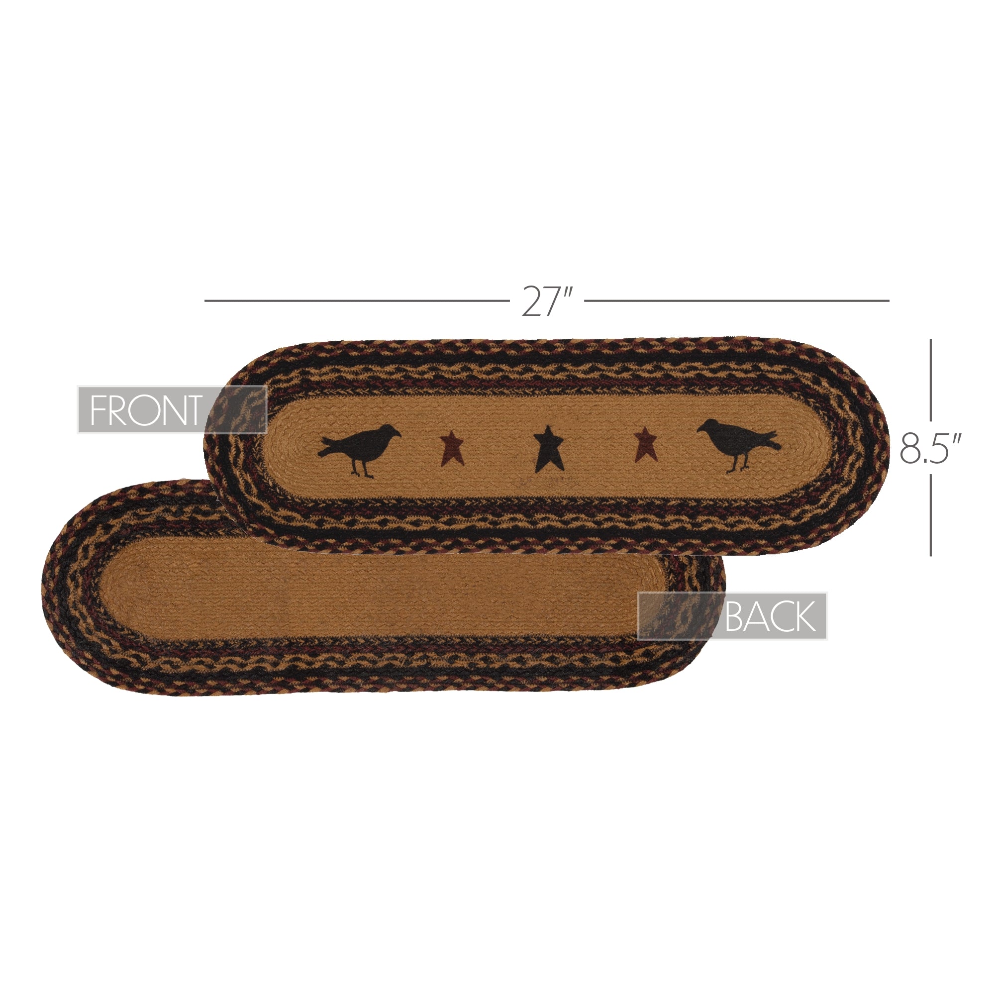 Heritage Farms Crow Jute Stair Tread Oval Latex 8.5x27