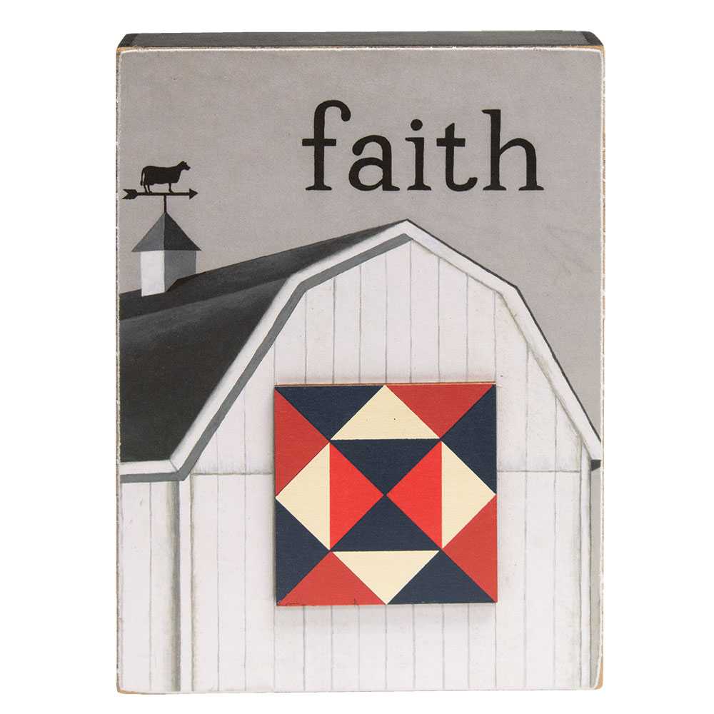 Faith, Family, Farming Quilt Star Box Sign  (3 Count Assortment)