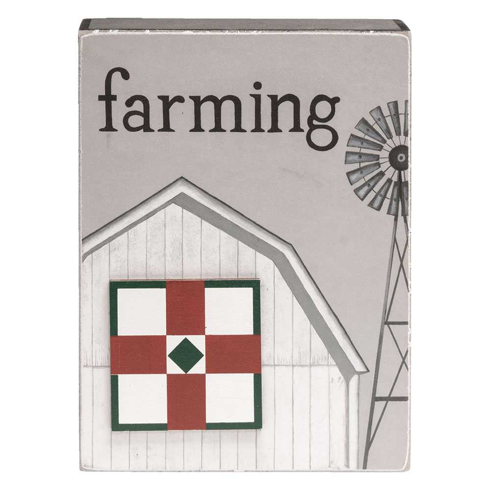 Faith, Family, Farming Quilt Star Box Sign  (3 Count Assortment)