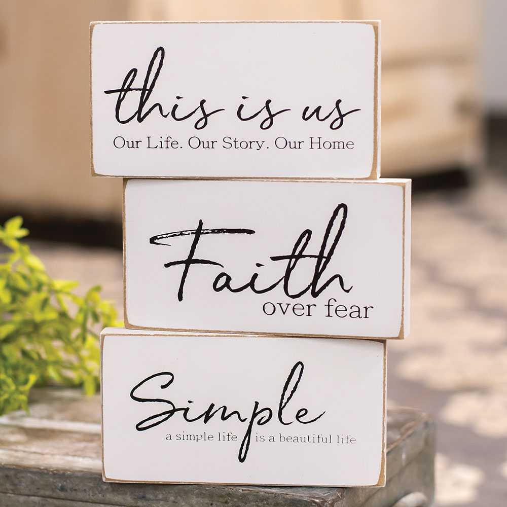 Faith Over Fear Rectangular Block  (3 Count Assortment)
