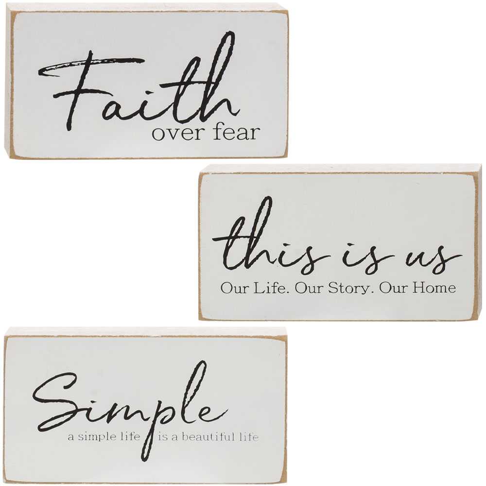 Faith Over Fear Rectangular Block  (3 Count Assortment)