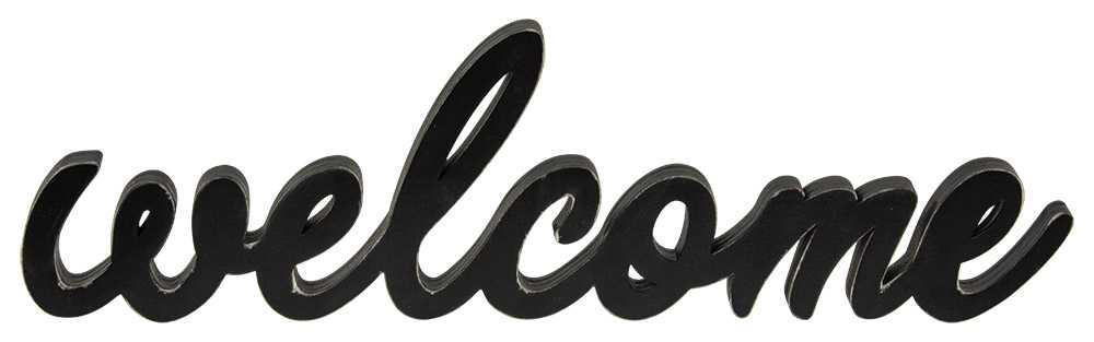 Hanging Black Script Welcome Sign