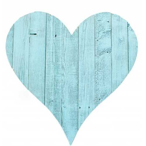12" Turquoise Reclaimed Wood Heart Wall Decor