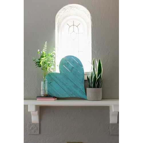 12" Turquoise Reclaimed Wood Heart Wall Decor