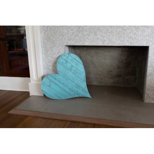 12" Turquoise Reclaimed Wood Heart Wall Decor