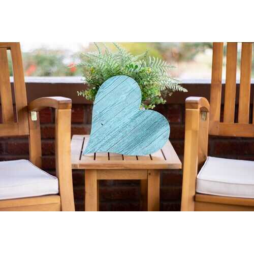 12" Turquoise Reclaimed Wood Heart Wall Decor