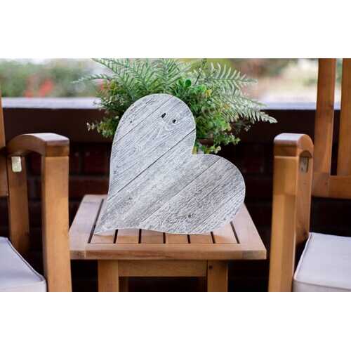 12" Whitewash Reclaimed Wood Heart Wall Decor