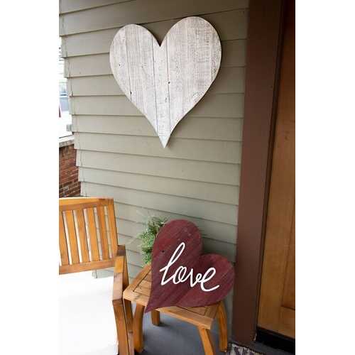 12" Whitewash Reclaimed Wood Heart Wall Decor