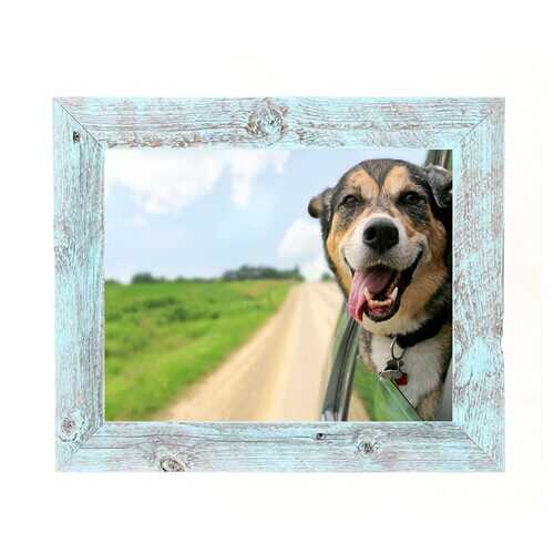 20" x 24" Rustic Farmhouse Light Aqua Blue Wood Frame