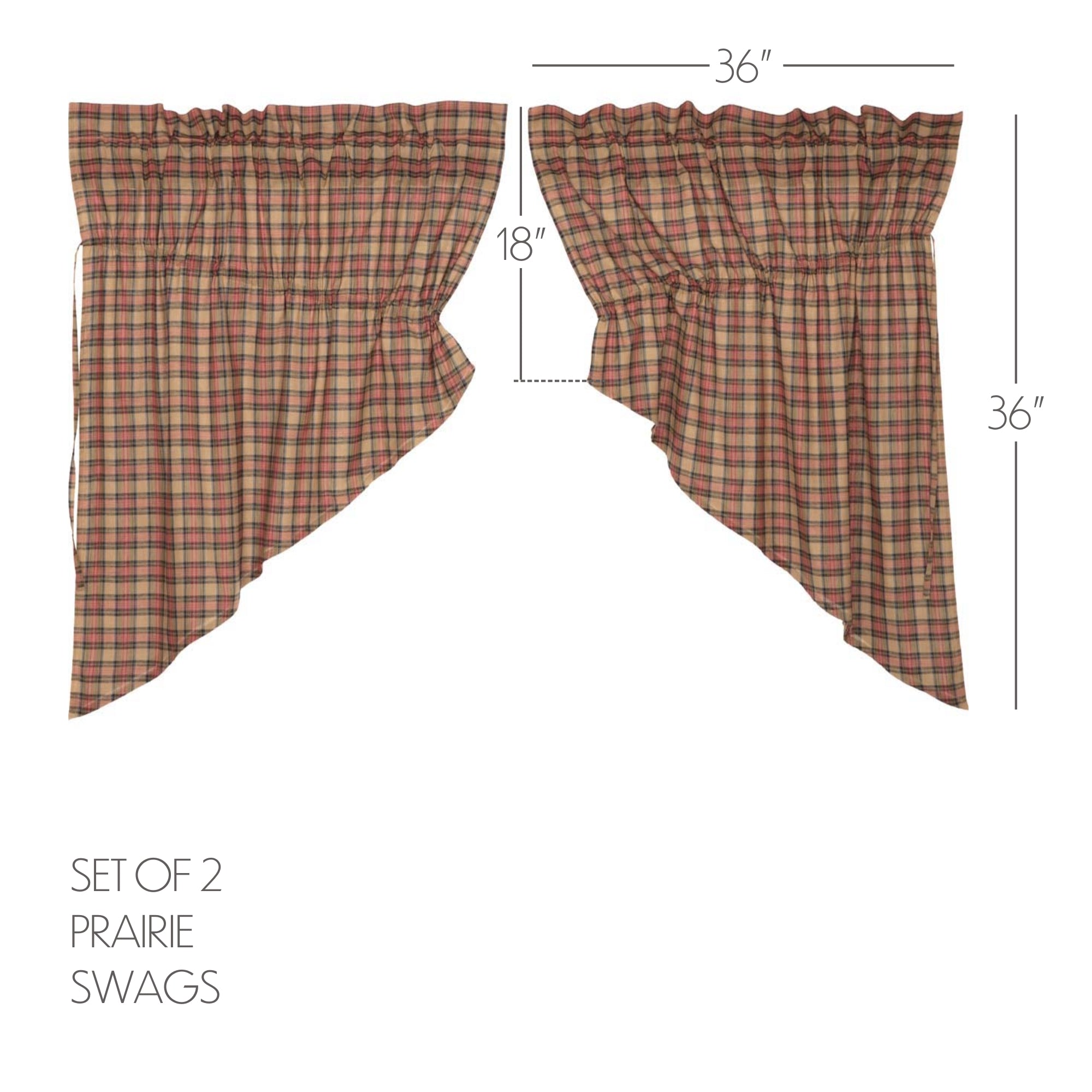 Crosswoods Prairie Swag Set of 2 36x36x18
