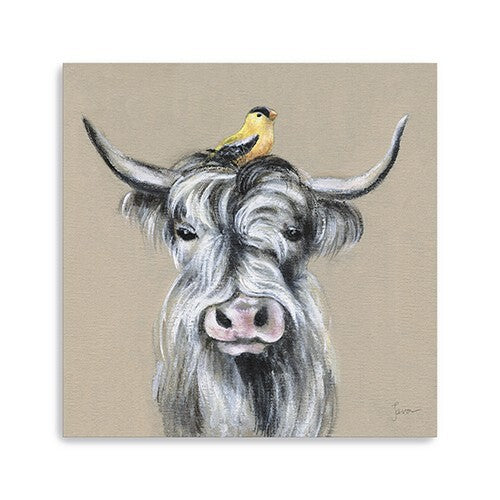 40" Cute Highland Cow Canvas Wall Art