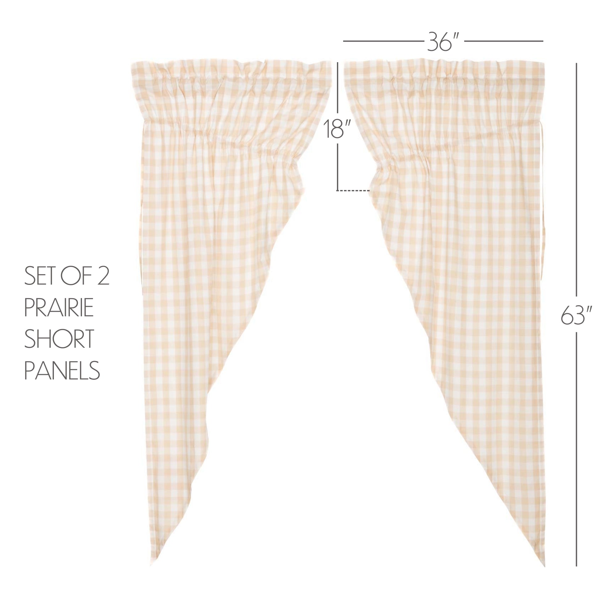 Annie Buffalo Tan Check Prairie Short Panel Set of 2 63x36x18