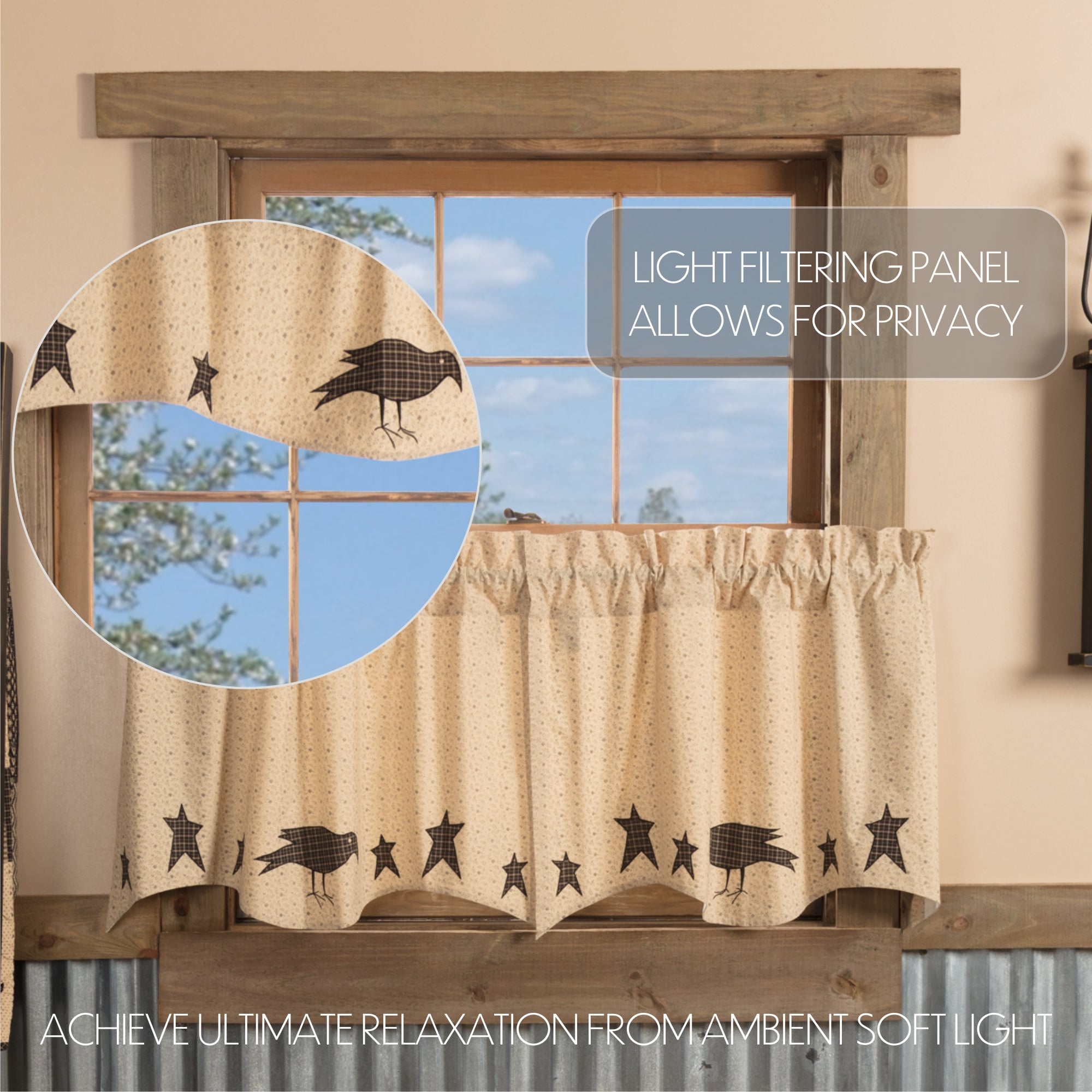 Kettle Grove Applique Crow and Star Tier Set of 2 L24xW36