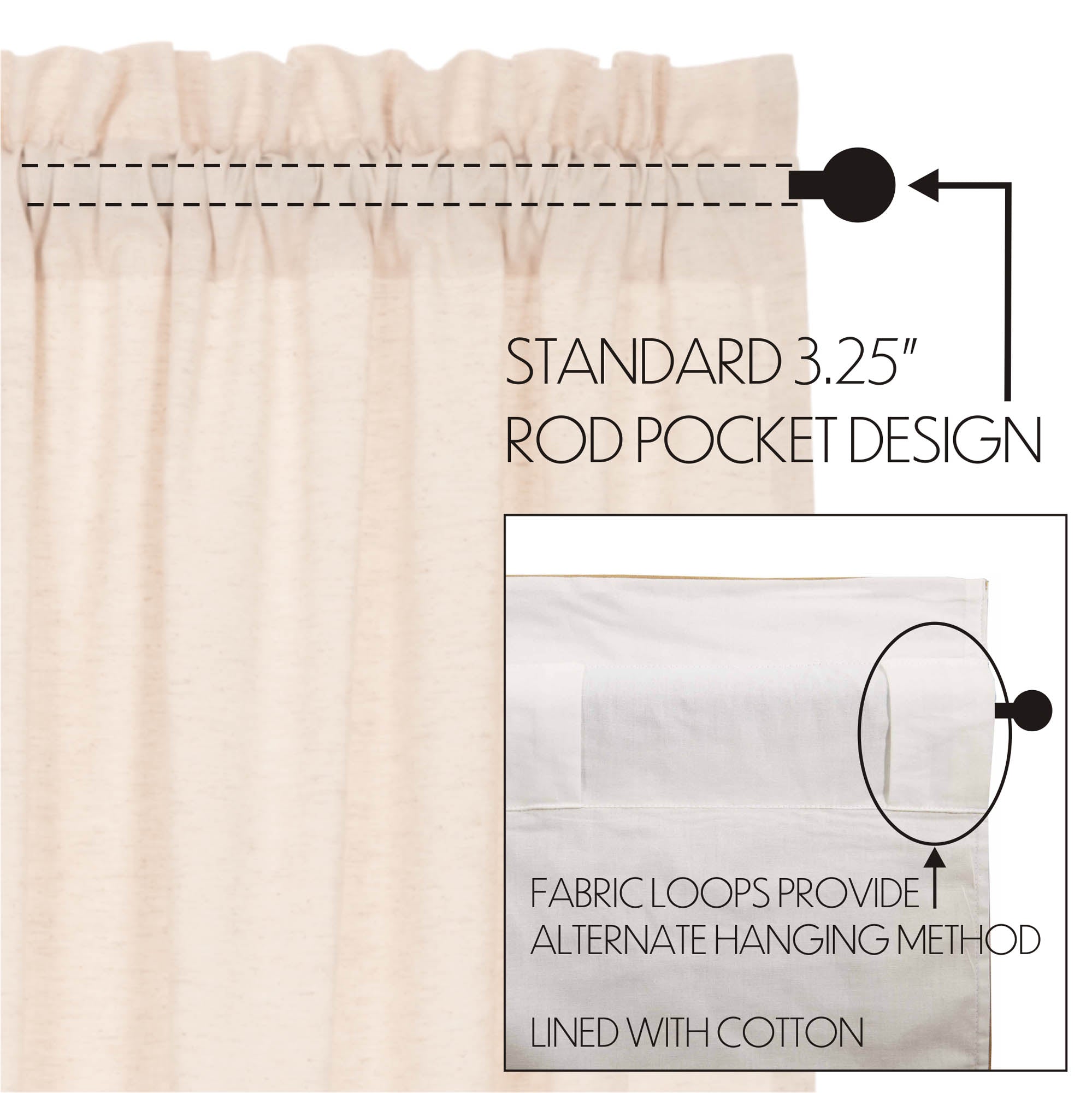 Simple Life Flax Natural Prairie Swag Set of 2 36x36x18