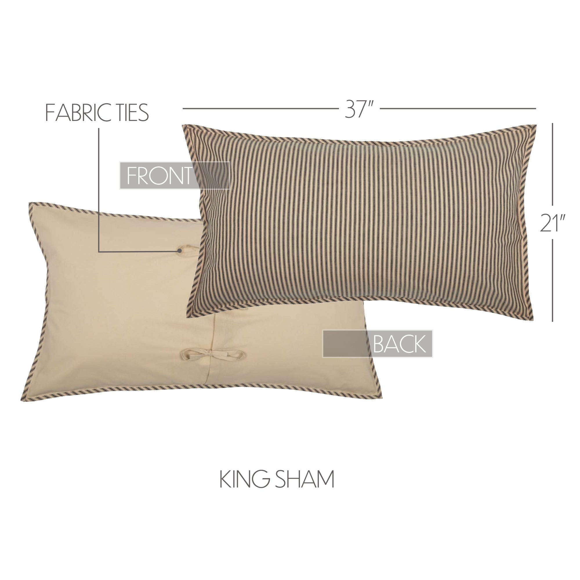 Sawyer Mill Charcoal Ticking Stripe King Sham 21x37