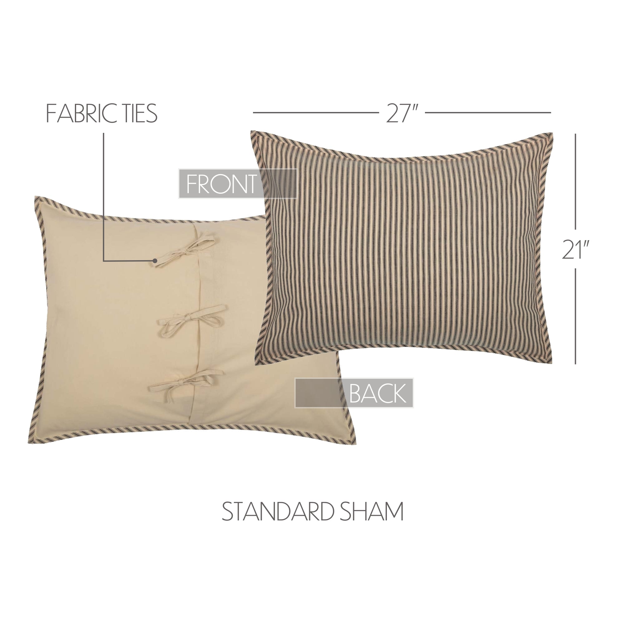Sawyer Mill Charcoal Ticking Stripe Standard Sham 21x27