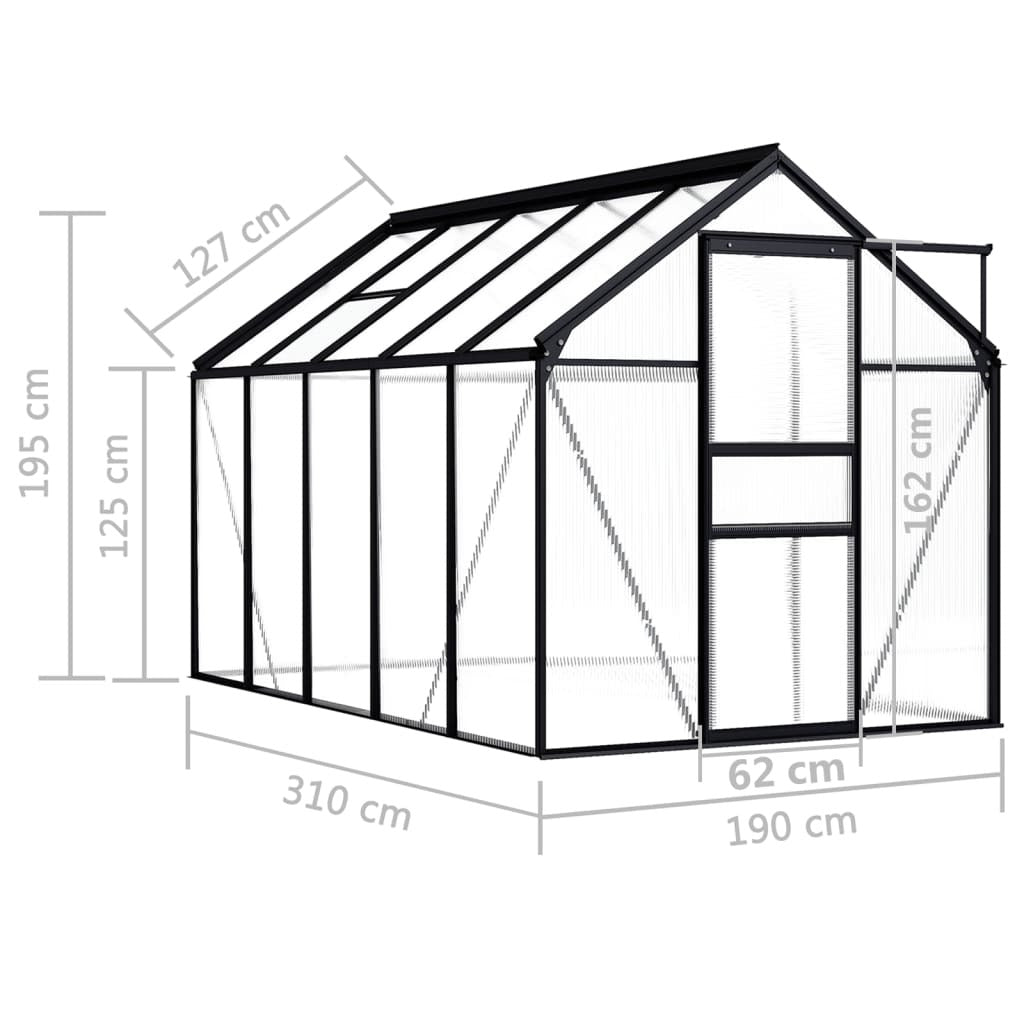 Greenhouse Anthracite, Transparent Aluminum, Polycarbonate